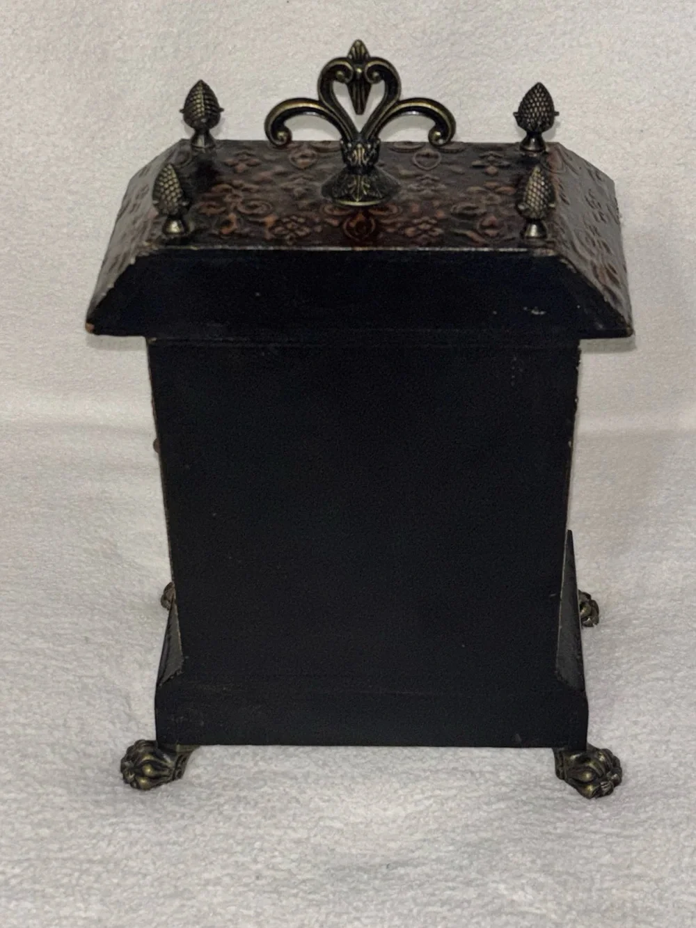 Vintage-Style Black and Bronze Fleur-de-Lis Mantel Clock